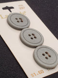 Buttons Plastic Set of 3 Vintage - Striated Gray