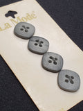 Buttons Plastic Set 4 Vintage - Striated Gray