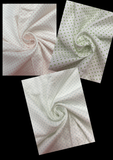 Cotton Flannel - White with Tiny Polka Dots in Pink, Green, or Blue