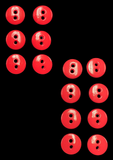 Buttons Plastic Set of 6 or 8 - Shiny Tomato Red