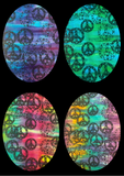 Cotton - Various Batik Color Combinations with Black Floral Peace Signs