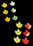 Buttons Plastic Set of 6 - Shiny Maple Leaves in Autumnal Colors