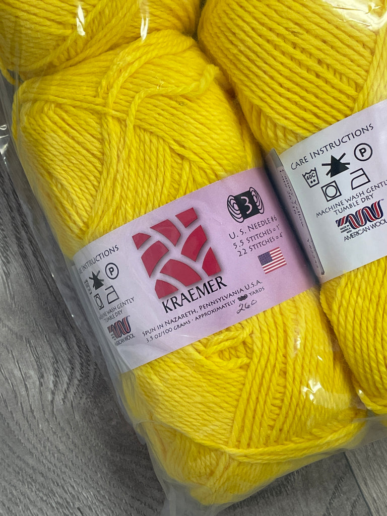 Merino/Acrylic Yarn Bundle of 10 Skeins - "Canary Yellow"