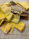 Quilting Cotton Mystery Scrap Remnant Bundle - Yellows 1 POUND