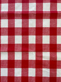 1 3/8 YD Synthetic Printed Gingham Remnant - Red and White