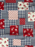 7/8 YD Cotton Patchwork Print Remnant - Red, White and Blue
