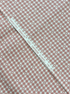 1987 1 7/8 YD Quilting Cotton Printed Gingham - Peach and Off White Calico