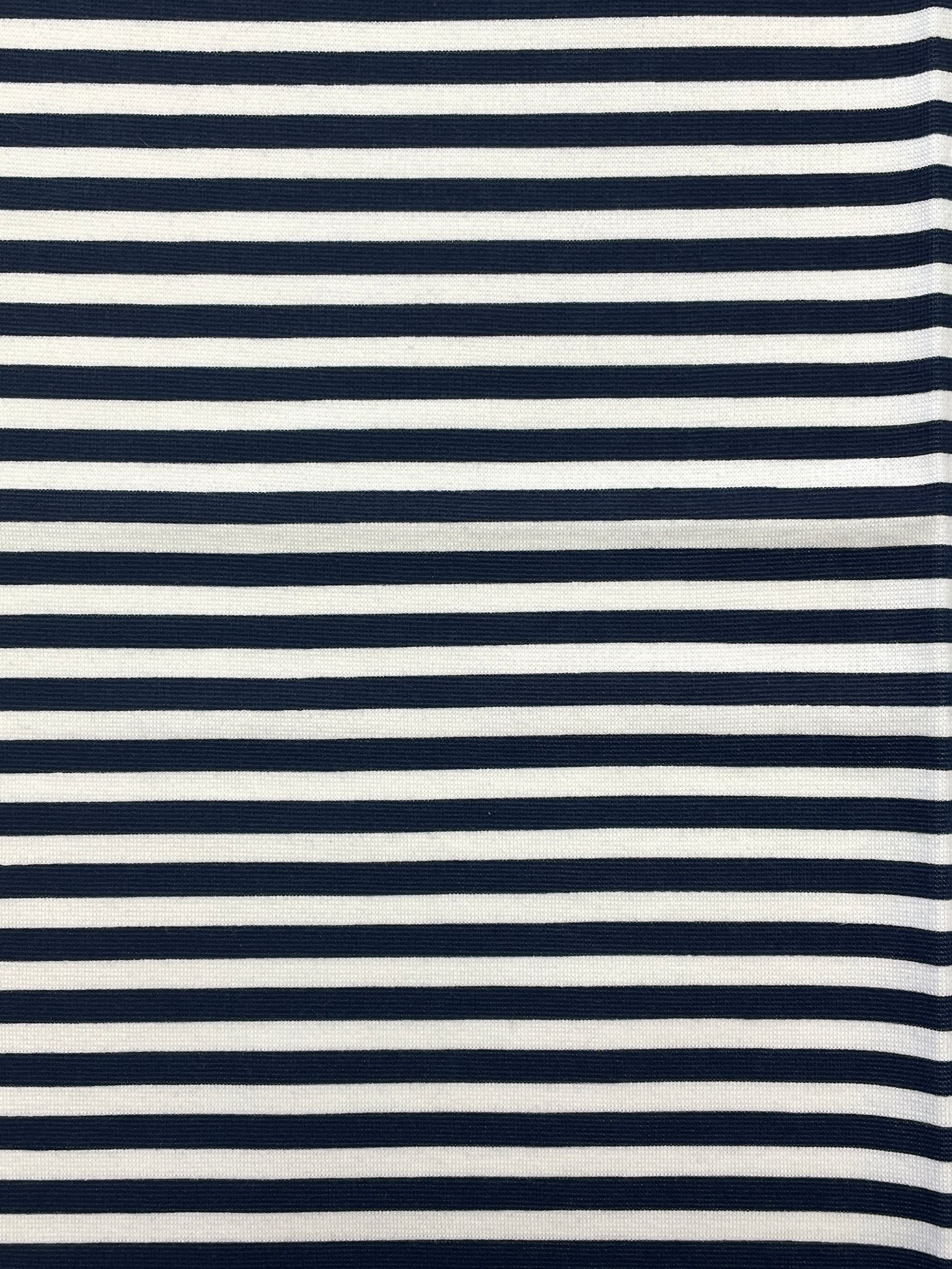 1 1/2 YD Cotton Blend Printed Stripe - White and Navy Blue