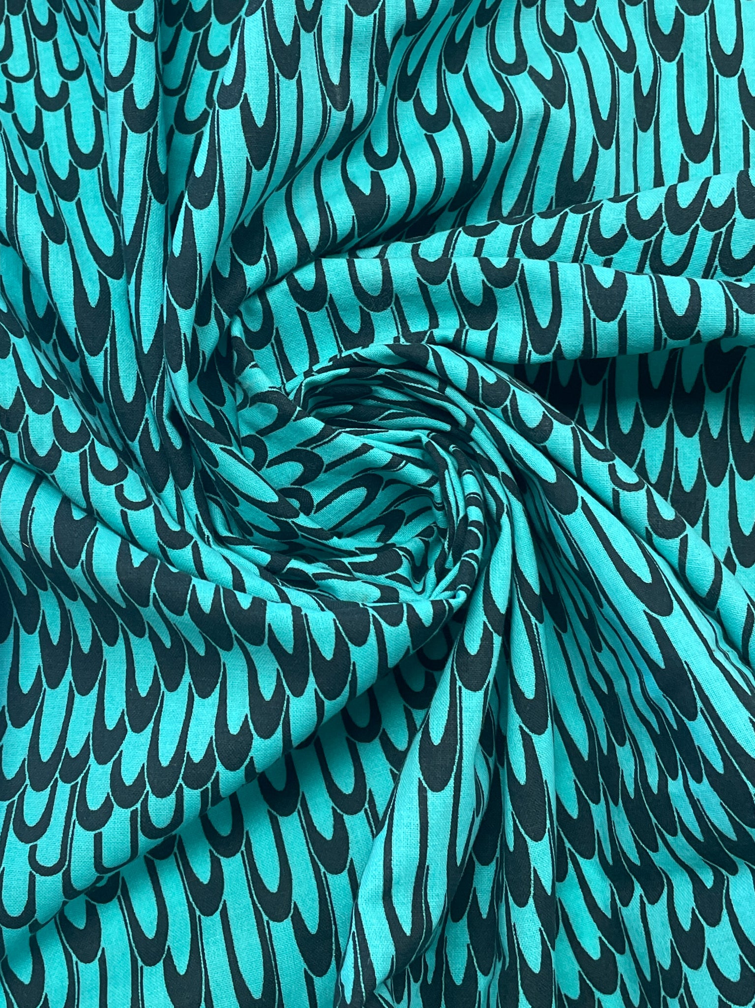 1 YD Quilting Cotton - Turquoise with Black