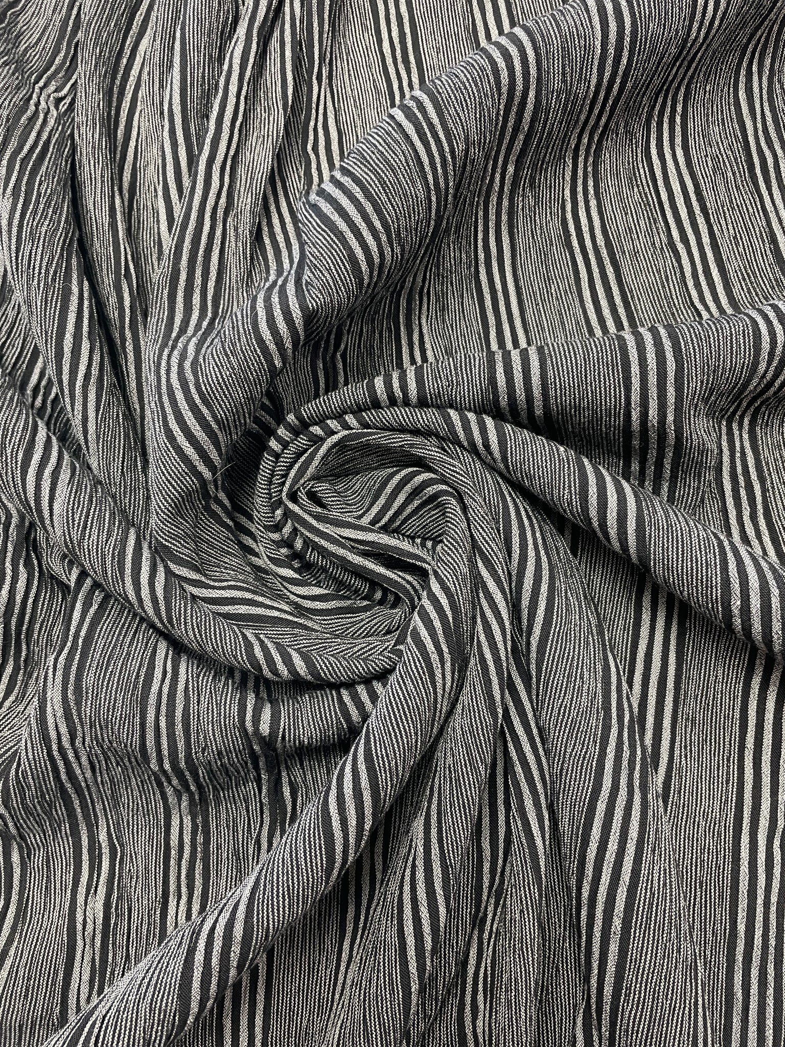 Cotton Blend Yarn-Dyed Stripe - Black and Gray