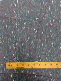 3 7/8 YD Polyester - Gray with Fuchsia, Purple, Brown and White paint Splatters