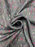 3 7/8 YD Polyester - Gray with Fuchsia, Purple, Brown and White paint Splatters