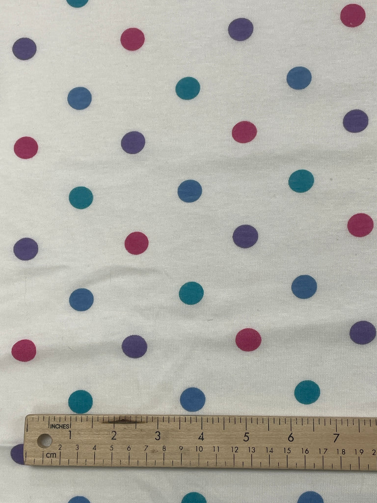 1 2/3 YD Cotton Blend Knit Vintage - Off White with Polka Dots