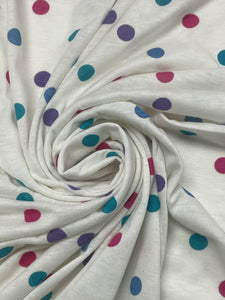 1 2/3 YD Cotton Blend Knit Vintage - Off White with Polka Dots