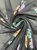 SALE 1 1/2 YD Nylon Kiana Knit Vintage - Black with Flowers