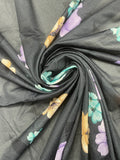 1 1/2 YD Nylon Kiana Knit Vintage - Black with Flowers