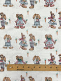 Quilting Cotton - Rabbits and Carrots on Off White