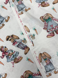 Quilting Cotton - Rabbits and Carrots on Off White