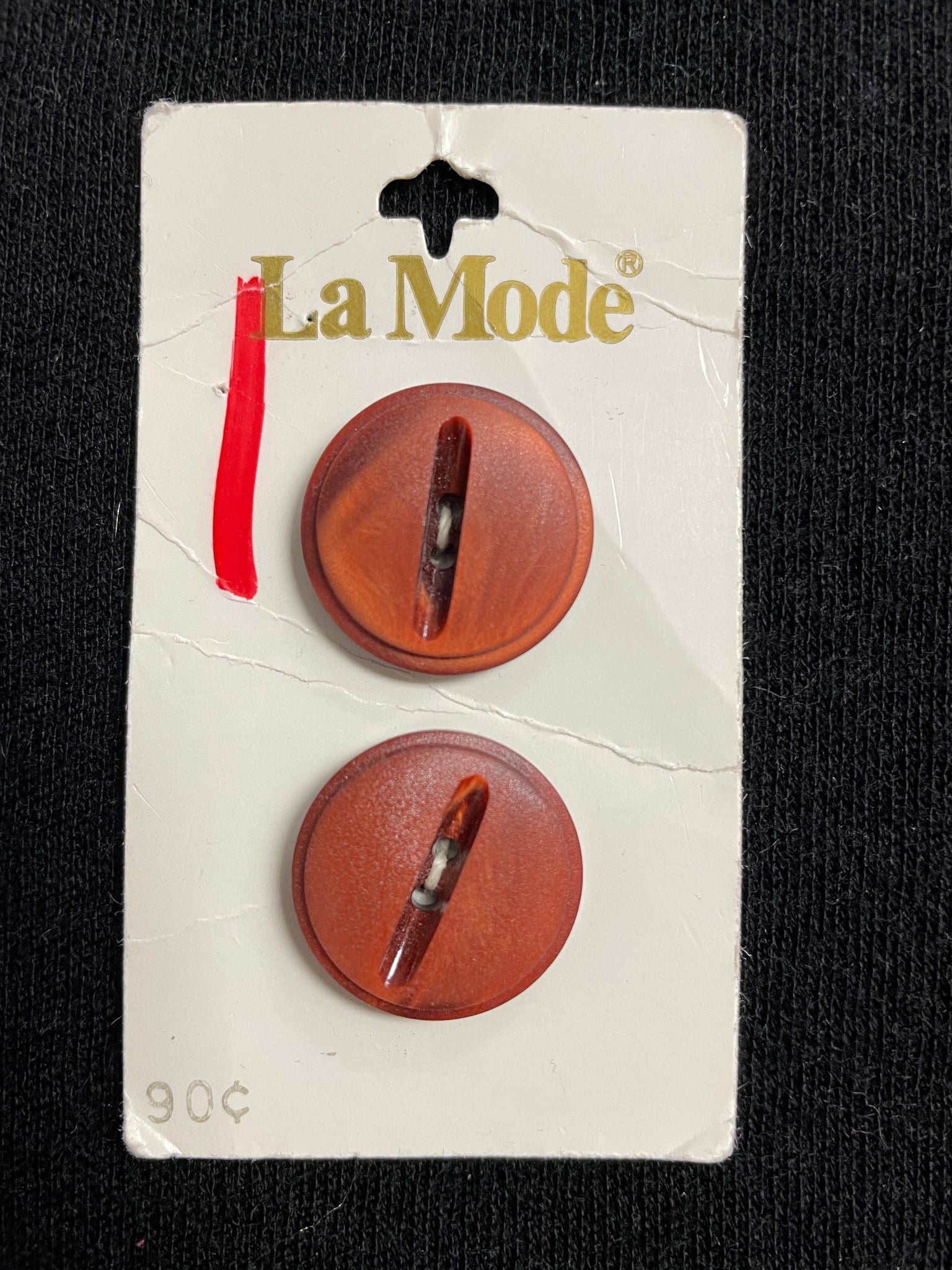 Button Plastic Set of 2 - Rust Brown