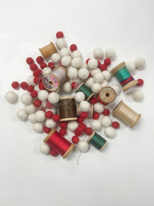 Garland Making Kit - Wooden Spools and Felted Wool Balls