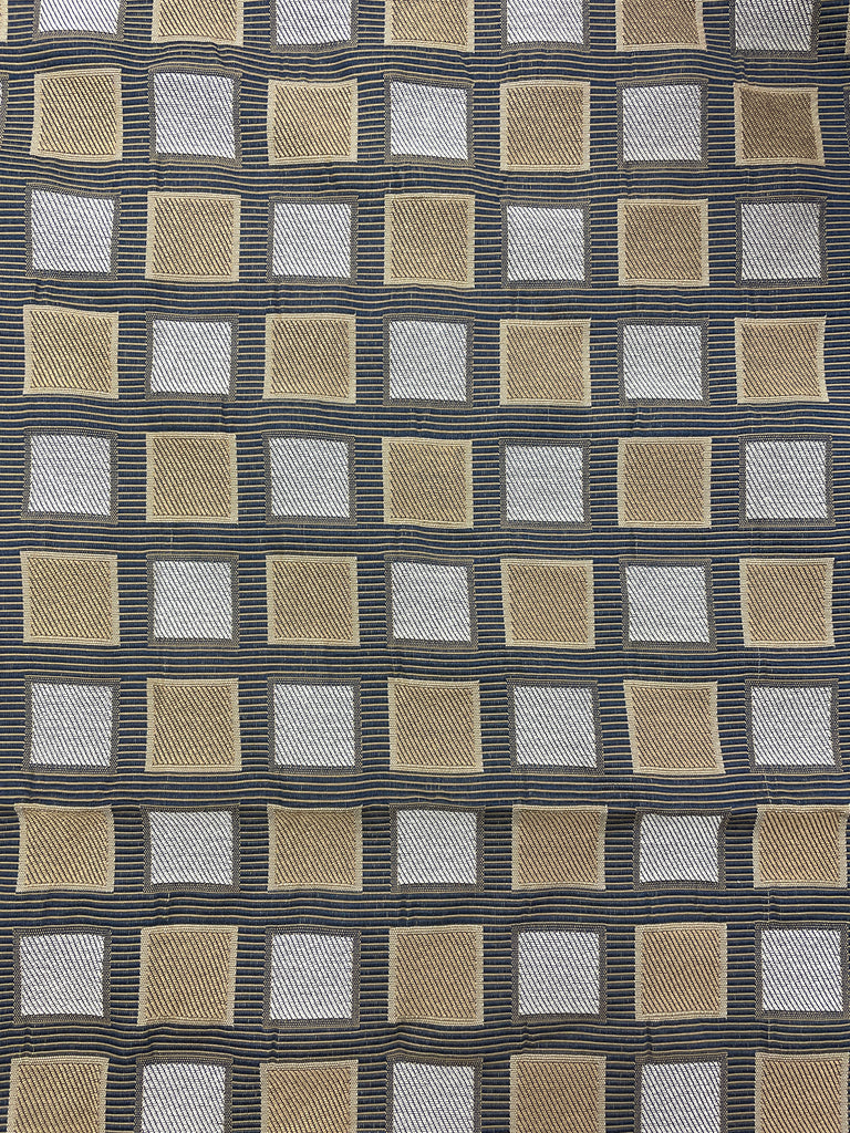 1 3/8 Cotton Blend Faille with Squares - Tan, Ecru & Beige