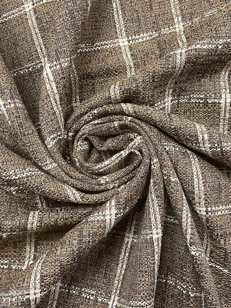 Cotton Blend Yarn-Dyed Plaid - Brown and Ecru – Lucky DeLuxe Fabrics