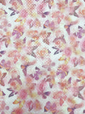 3 YD Polyester Knit with Clear Confetti Dot - Mottled Pink with Roses and Butterflies