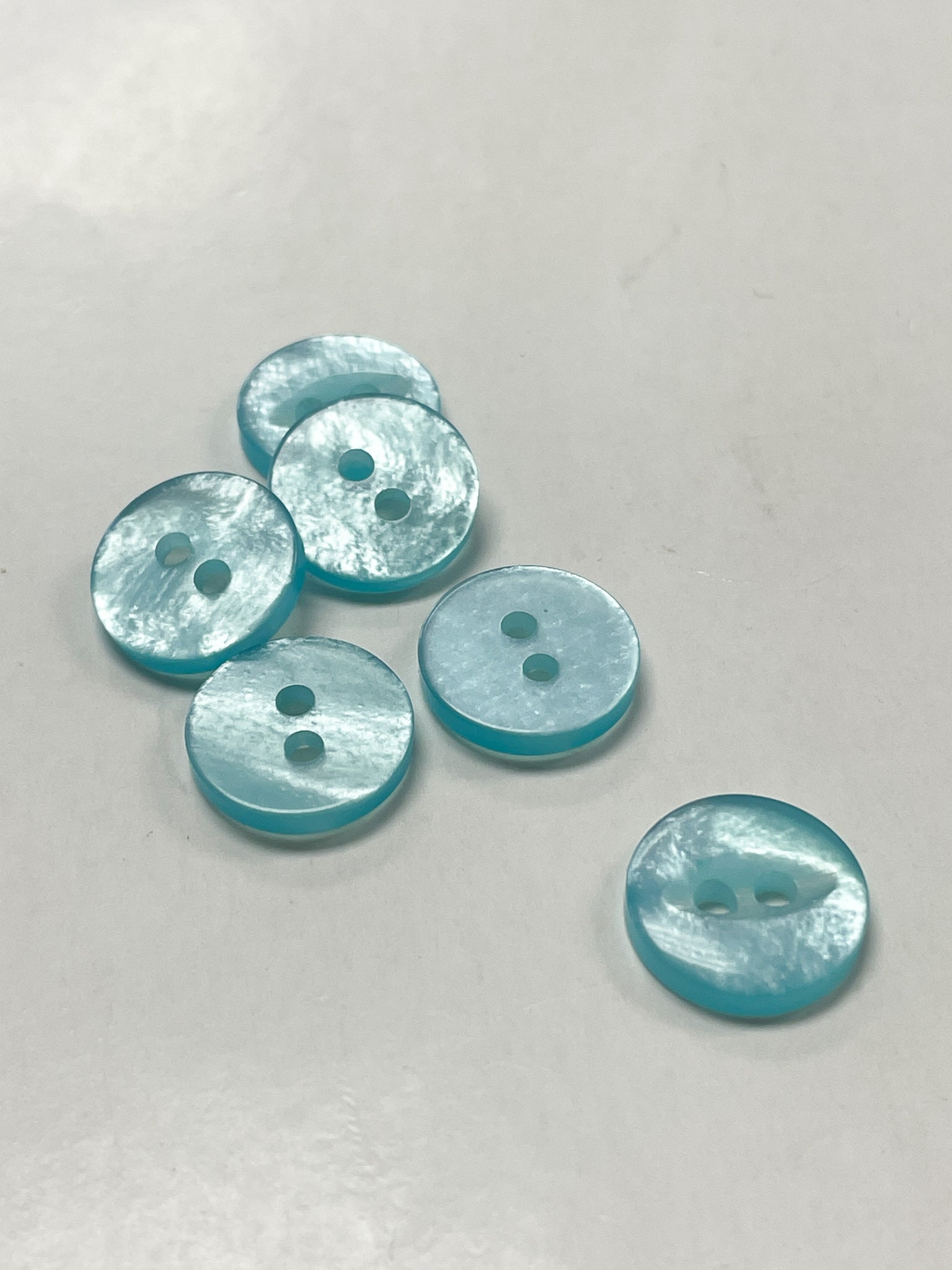 Buttons 1/2" Plastic Set of 6 - Icey Blue with Marquis Center