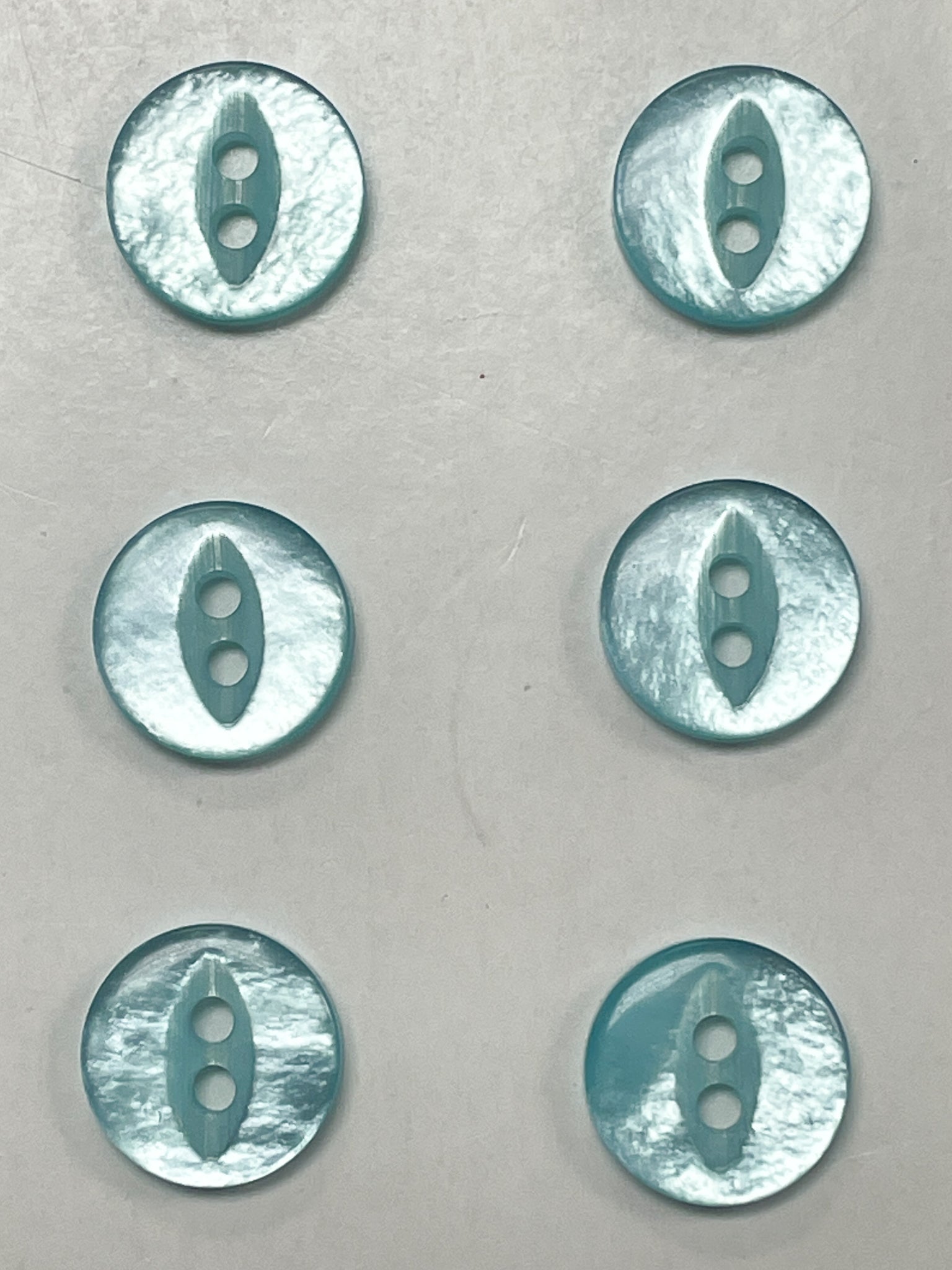 Buttons 1/2" Plastic Set of 6 - Icey Blue with Marquis Center