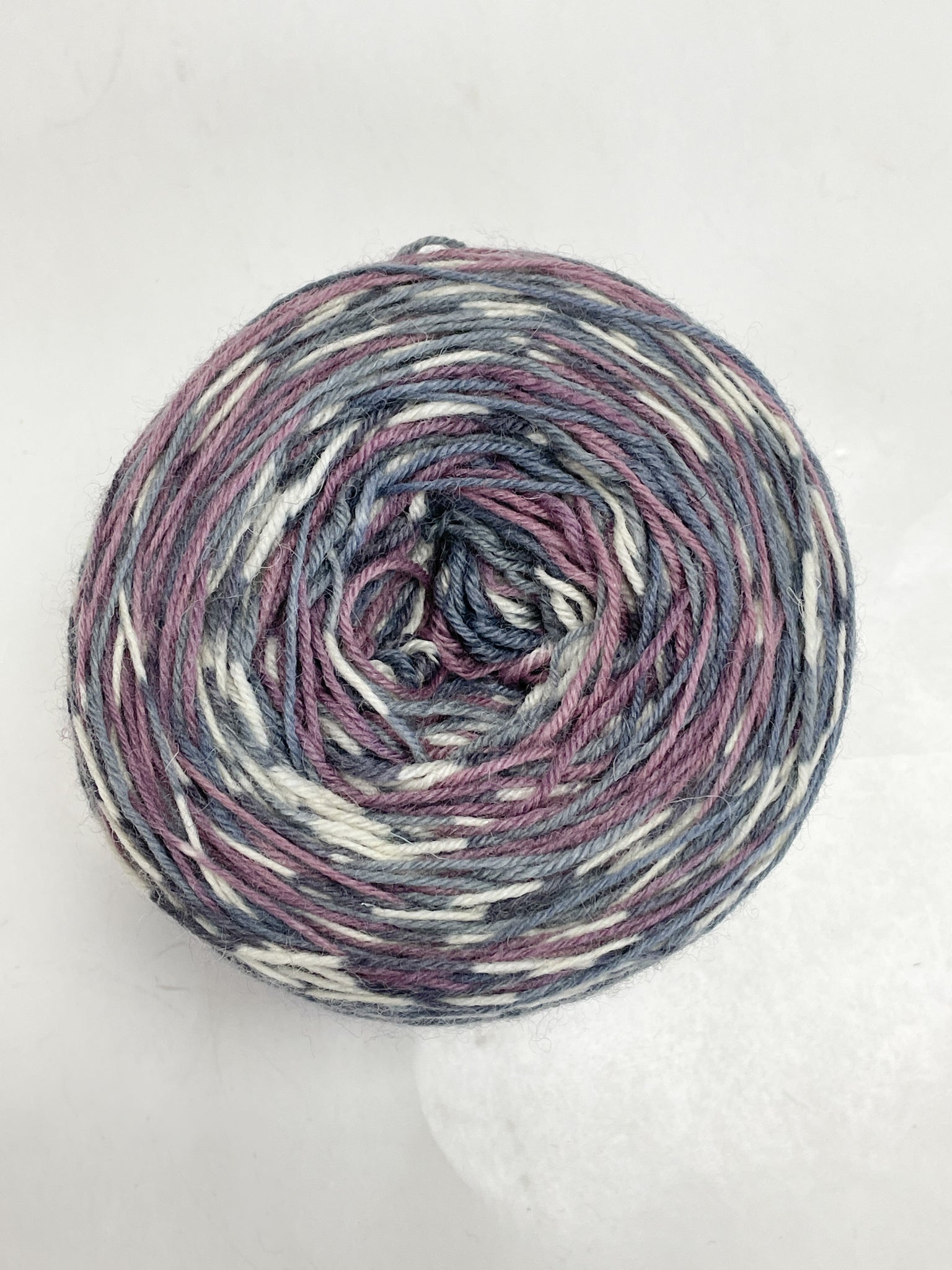 Sock Yarn Wool - Variegated Purple, Gray and White