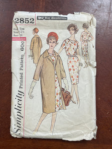 1960's Simplicity 2852 Pattern - Dress and Coat