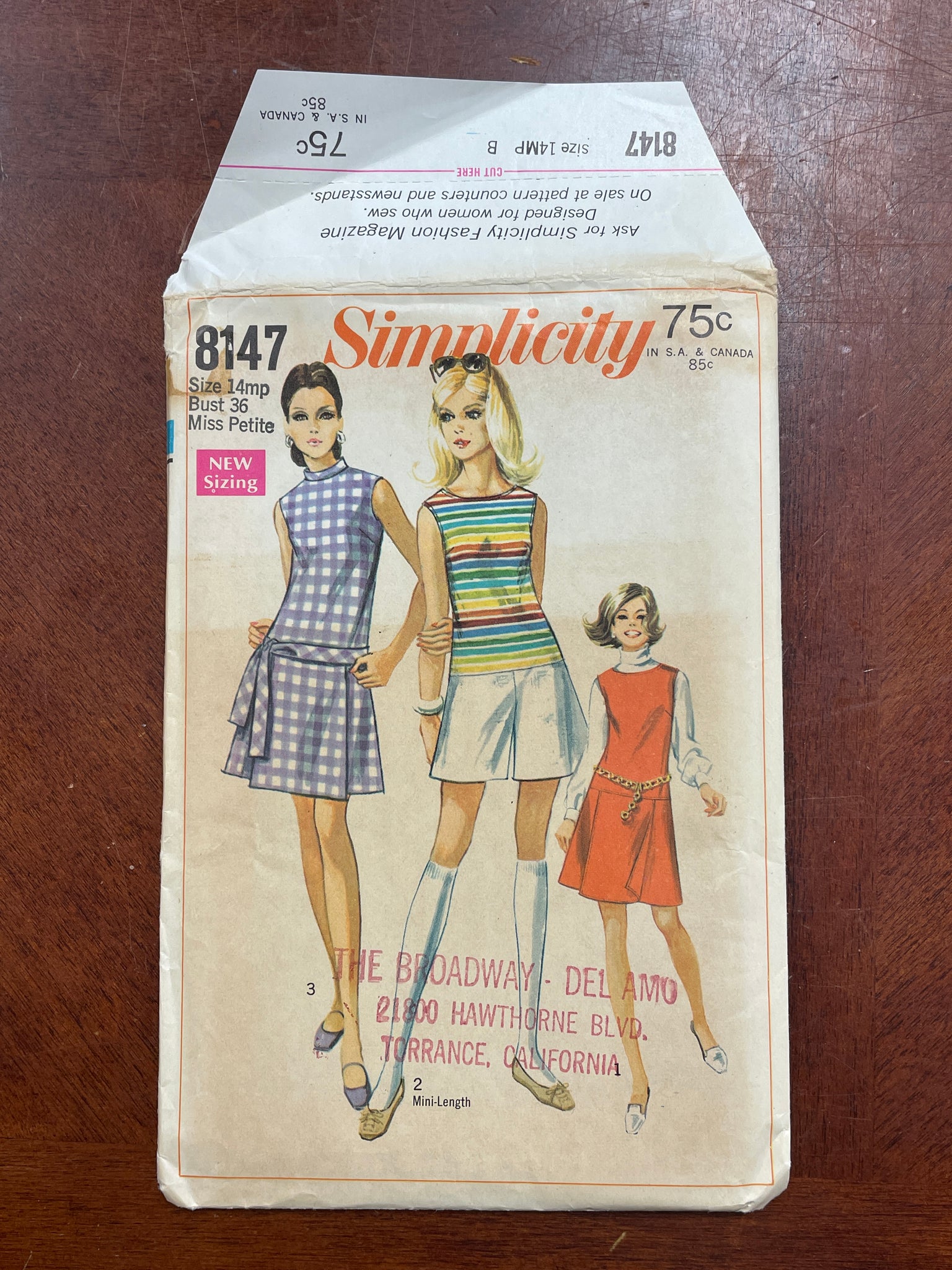 1969 Simplicity 8147 Pattern - Jumper, Bodice, Pants, Pant Dress  FACTORY FOLDED