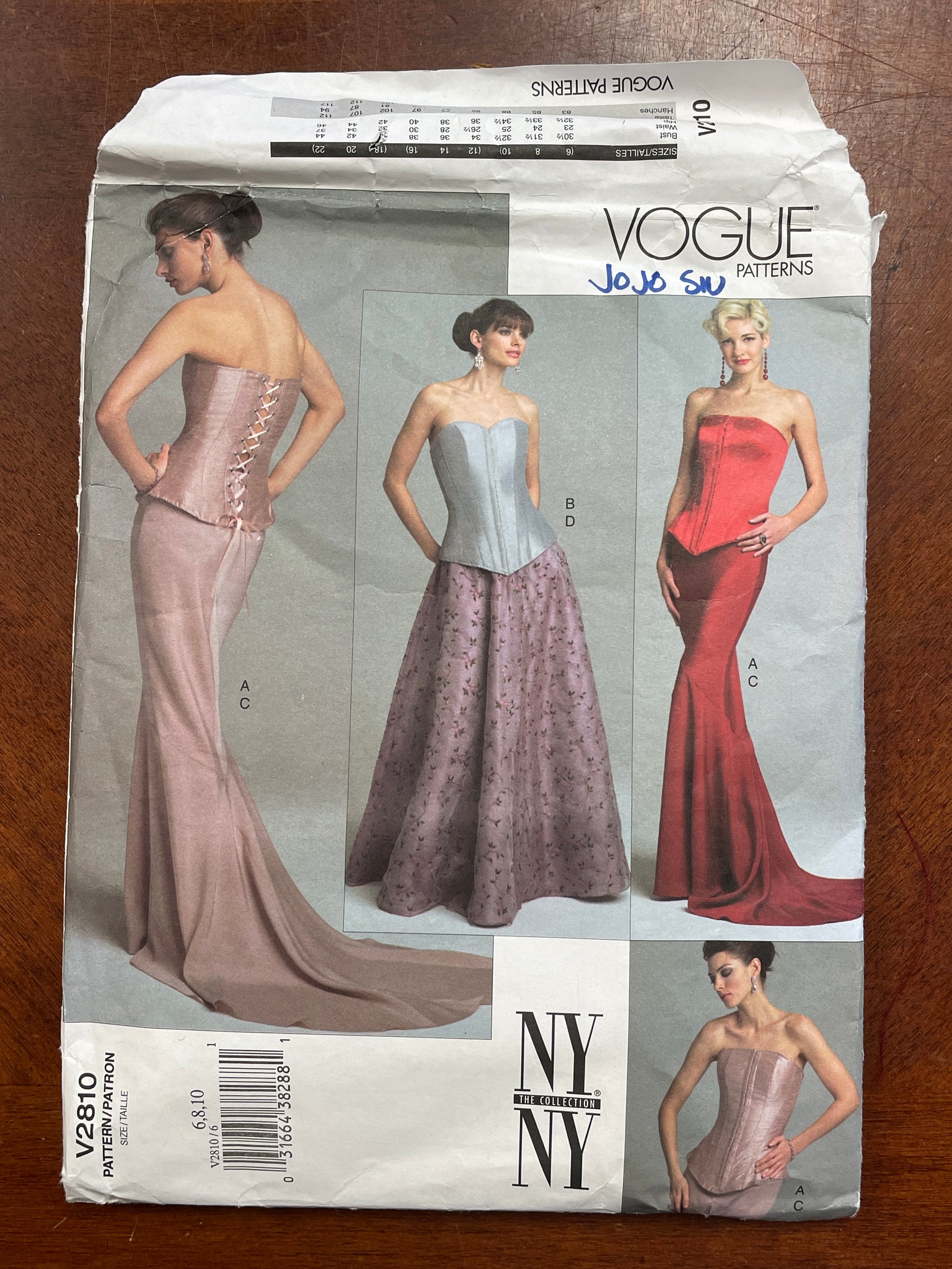 2003 Vogue 2810 Pattern - Boned Bodice and Skirt FACTORY FOLDED