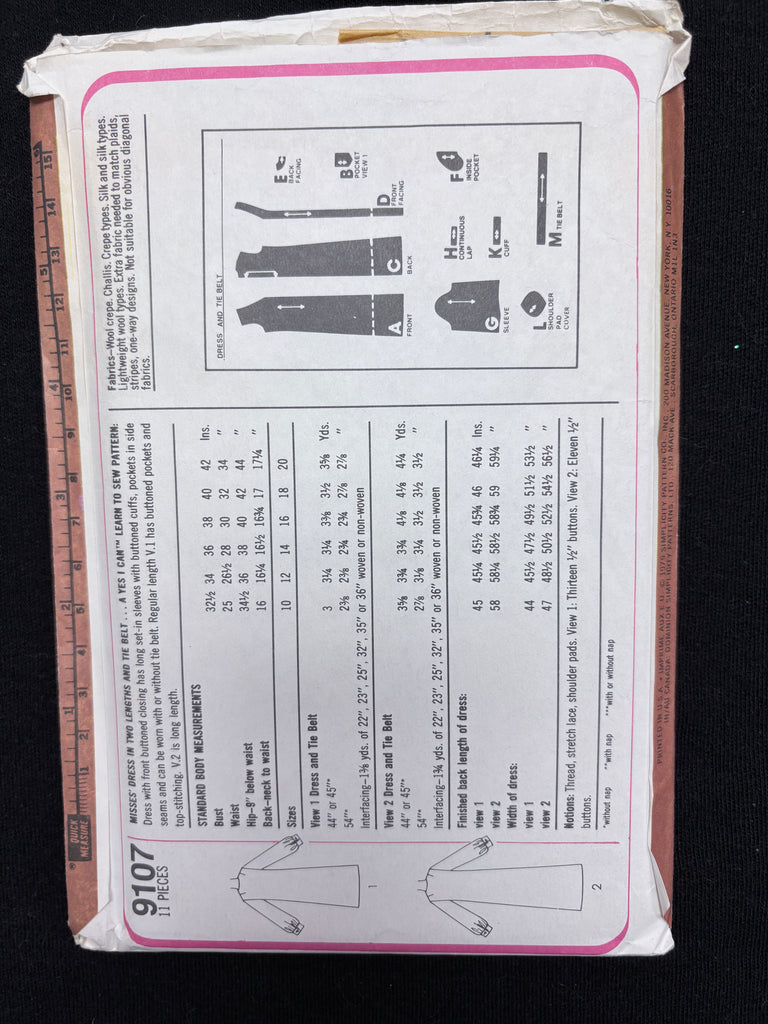 V1979 Pattern 1979 Simplicity 9107 Sewing Pattern - Adult Dresses FACTORY FOLDED ...