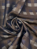 2/3 YD Tie Silk Plaid Remnant - Brown, Navy Blue and Light Gray