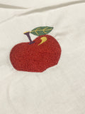 Machine Embroidery Panel on Off White Quilting Cotton - Sparkly Red Apple