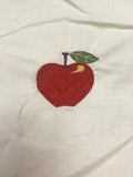 Machine Embroidery Panel on Off White Quilting Cotton - Sparkly Red Apple