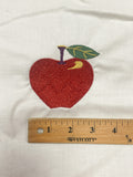 Machine Embroidery Panel on Off White Quilting Cotton - Sparkly Red Apple