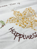 Machine Embroidery Panel on Off White Quilting Cotton - Floral Dove with Holly Branch