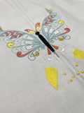 Machine Embroidery Panel on White Quilting Cotton - Multicolored Butterfly