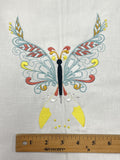 Machine Embroidery Panel on White Quilting Cotton - Multicolored Butterfly