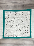 1 YD Nylon Scarf Yardage - Off White with Green Border and Black Polka Dots