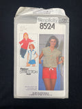 1978 Simplicity 8524 Sewing Pattern - Adult Knit Top and Shorts FACTORY FOLDED