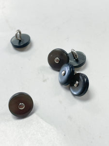 Buttons 3/8" Plastic with Metal Shank Set of 6 - Pearlescent Gray