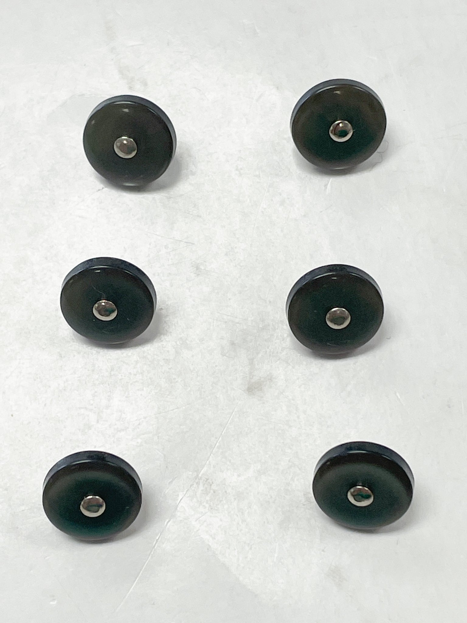 Buttons 3/8" Plastic with Metal Shank Set of 6 - Pearlized Gray