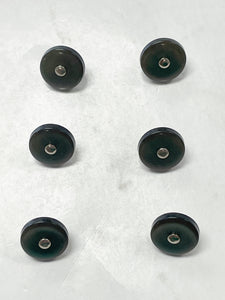 Buttons 3/8" Plastic with Metal Shank Set of 6 - Pearlescent Gray