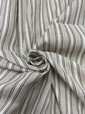2 YD Poly/Cotton Printed Stripe - Ecru, Beige and Black on Off White Background.