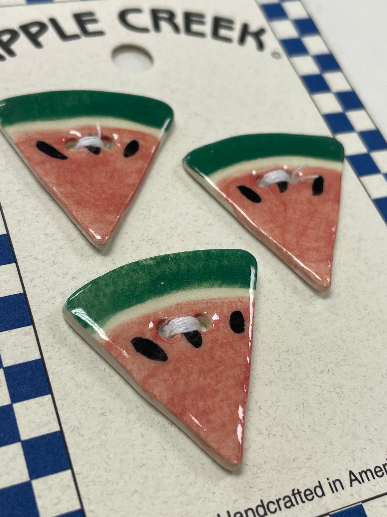 Buttons Handmade Ceramic Set of 2 - Pink Watermelon Wedges