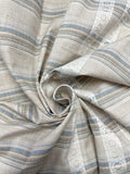 2 1/8 YD Cotton Yarn-Dyed Madras Stripe -  Ecru, Blue, Gray and White