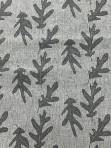 1 3/4 YD Cotton - Light Gray with Medium and Dark Gray Leaves